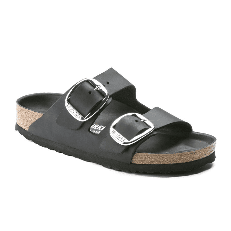 Birkenstock Arizona Big Buckle Slide Sandal (Women) - Black Oiled Leather Sandals - Slide - The Heel Shoe Fitters