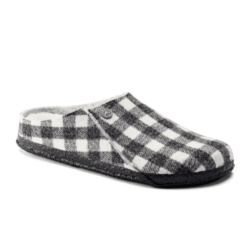 Birkenstock Zermatt Narrow Slipper (Women) - White Plaid Wool/Natural Shearling Dress-Casual - Slippers - The Heel Shoe Fitters