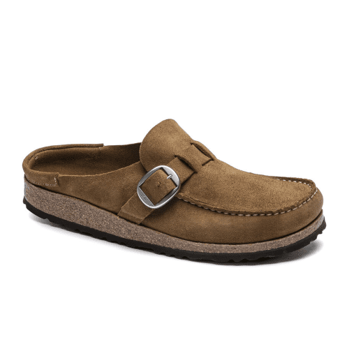 Birkenstock Buckley Clog (Women) - Tea Suede Dress-Casual - Clogs & Mules - The Heel Shoe Fitters