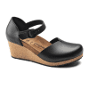 Birkenstock Mary Ring-Buckle Wedge Sandal (Women) - Black Leather Sandals - Heel/Wedge - The Heel Shoe Fitters