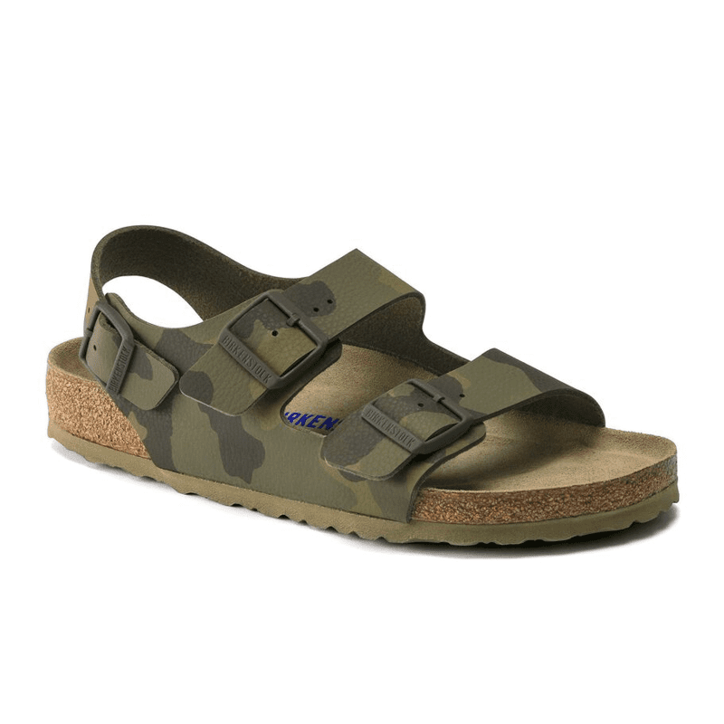 Birkenstock Milano Soft Footbed Backstrap Sandal (Men) - Desert Soil Camo Green Birko-Flor Sandals - Backstrap - The Heel Shoe Fitters