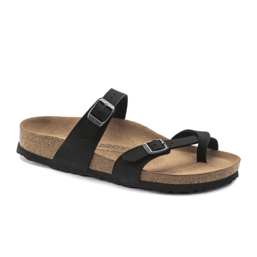 Birkenstock Mayari Vegan Sandal (Women) - Black Birko-Flor Sandals - Thong - The Heel Shoe Fitters