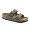 Birkenstock Arizona Soft Footbed Narrow Slide Sandal (Unisex) - Faded Khaki Oiled Leather Sandals - Slide - The Heel Shoe Fitters