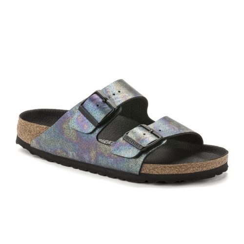 Birkenstock Arizona Vegan Slide Sandal (Women) - Iridescent Black Microfiber Sandals - Slide - The Heel Shoe Fitters