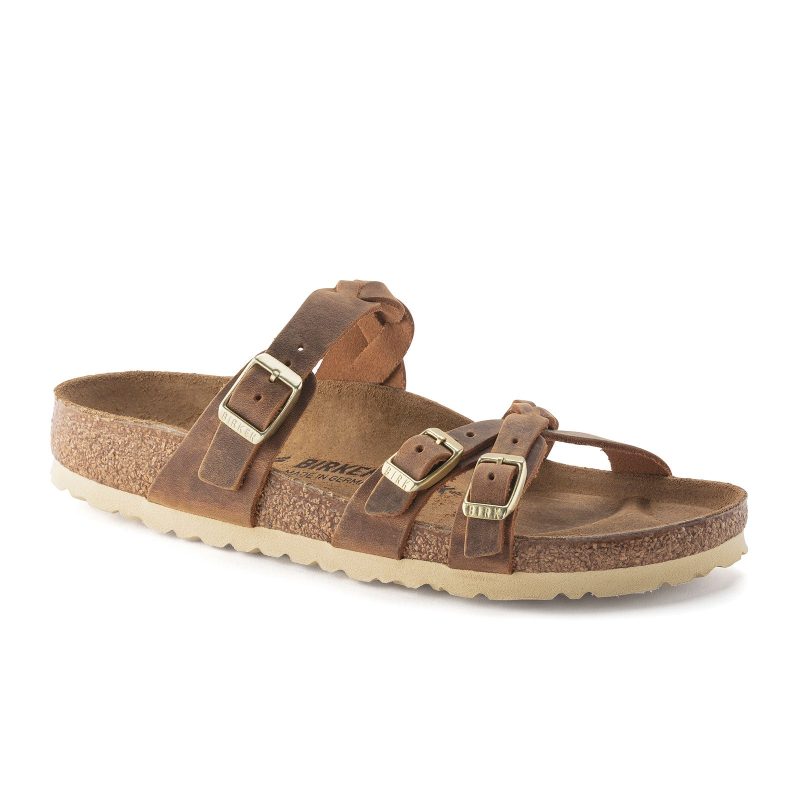 Birkenstock Franca Braid Slide Sandal (Women) - Cognac Oiled Leather Sandals - Slide - The Heel Shoe Fitters