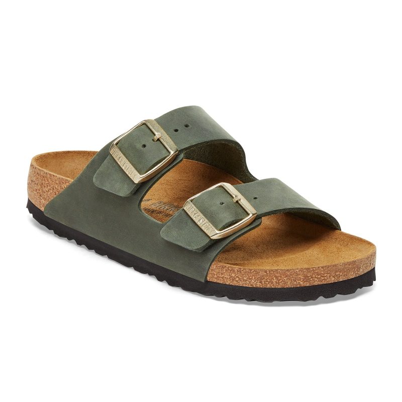 Birkenstock Arizona Narrow Slide Sandal (Women) - Thyme Oiled Leather Sandal - Slide - The Heel Shoe Fitters