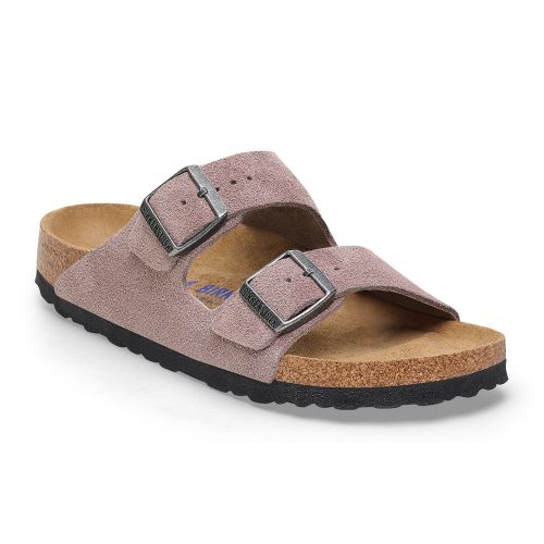 Birkenstock Arizona Soft Footbed Narrow Slide Sandal (Women) - Faded Purple Suede Sandal - Slide - The Heel Shoe Fitters