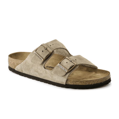 Birkenstock Arizona Slide Sandal (Unisex) - Taupe Suede Sandals - Slide - The Heel Shoe Fitters