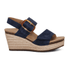 Aetrex Ashley Wedge Sandal (Women) - Navy Suede Sandals - Heel/Wedge - The Heel Shoe Fitters