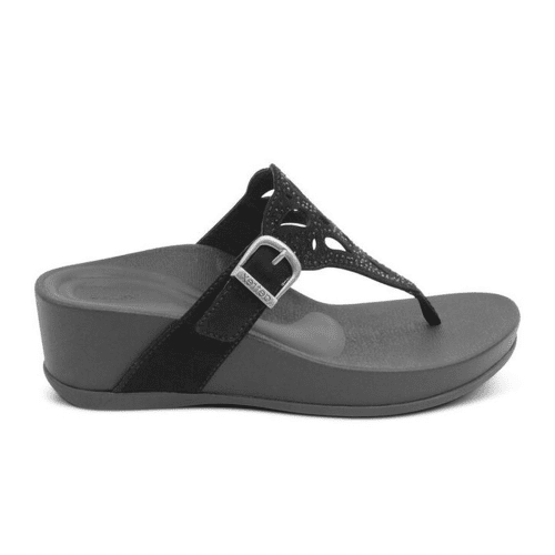 Aetrex Tasha Sandal (Women) - Black Sandals - Thong - The Heel Shoe Fitters