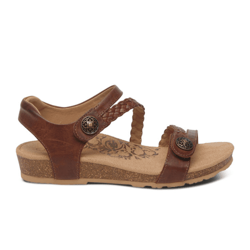 Aetrex Jillian Braided Backstrap Sandal (Women) - Walnut Sandals - Backstrap - The Heel Shoe Fitters