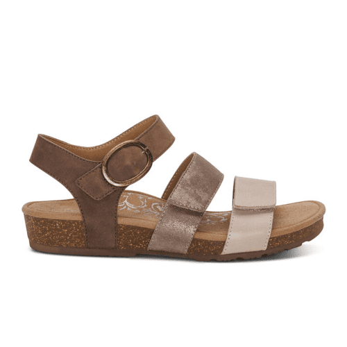 Aetrex Lilly Backstrap Sandal (Women) - Taupe Sandals - Backstrap - The Heel Shoe Fitters